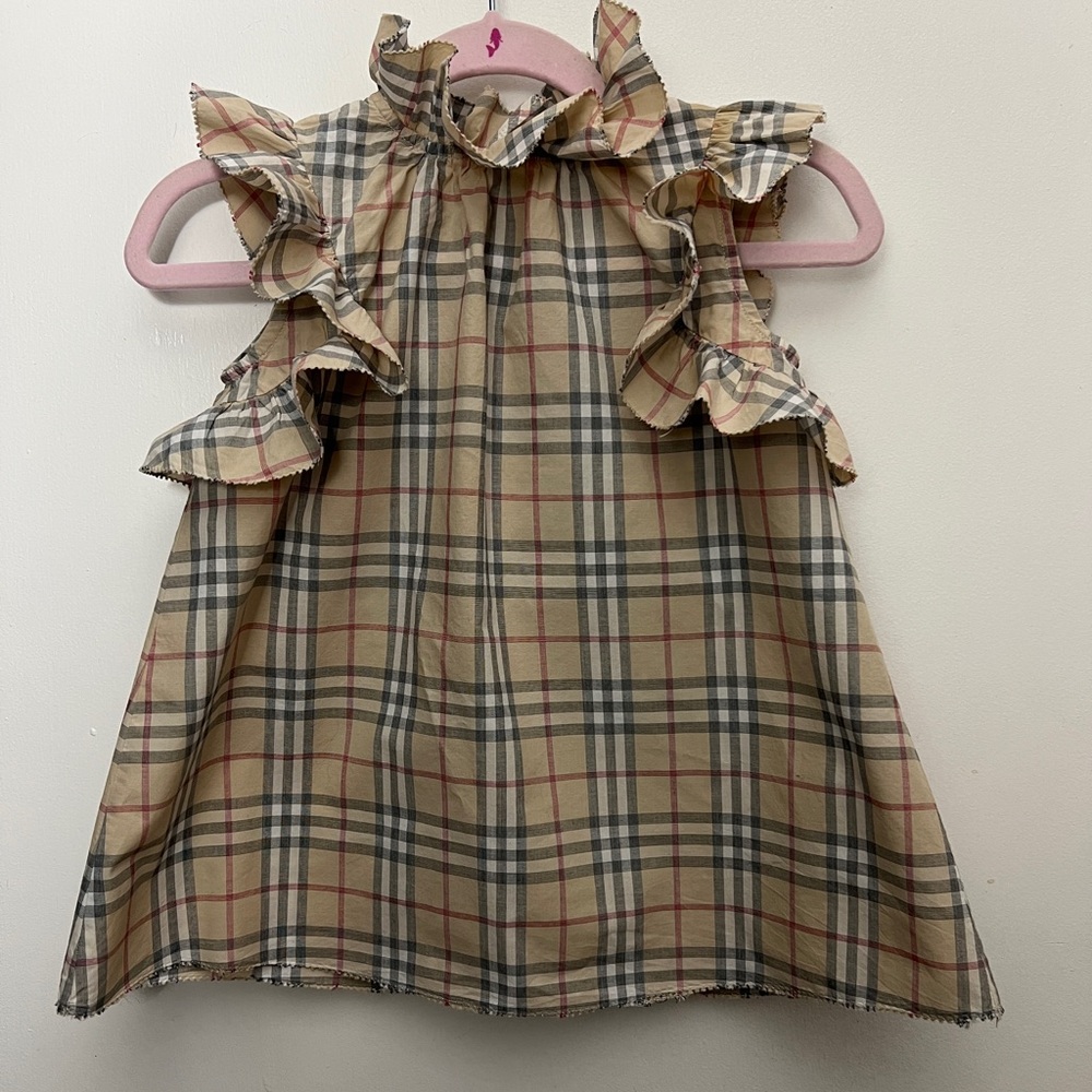 Burberry Beige and Pink Checkered Dress